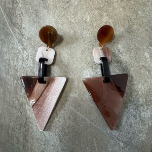 White House Black Market Brown and Black Geometric Earrings